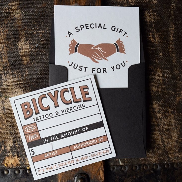 Bicycle Tattoo and Piercing Gift Card
